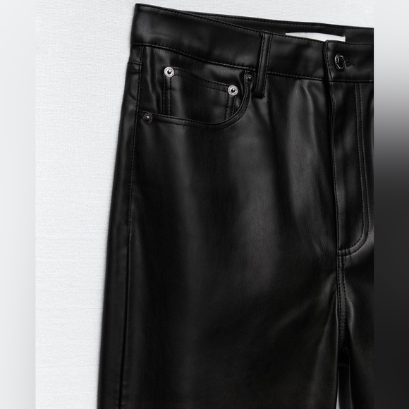 ZARA Faux Leather Cropped Pants - Picture 5 of 7